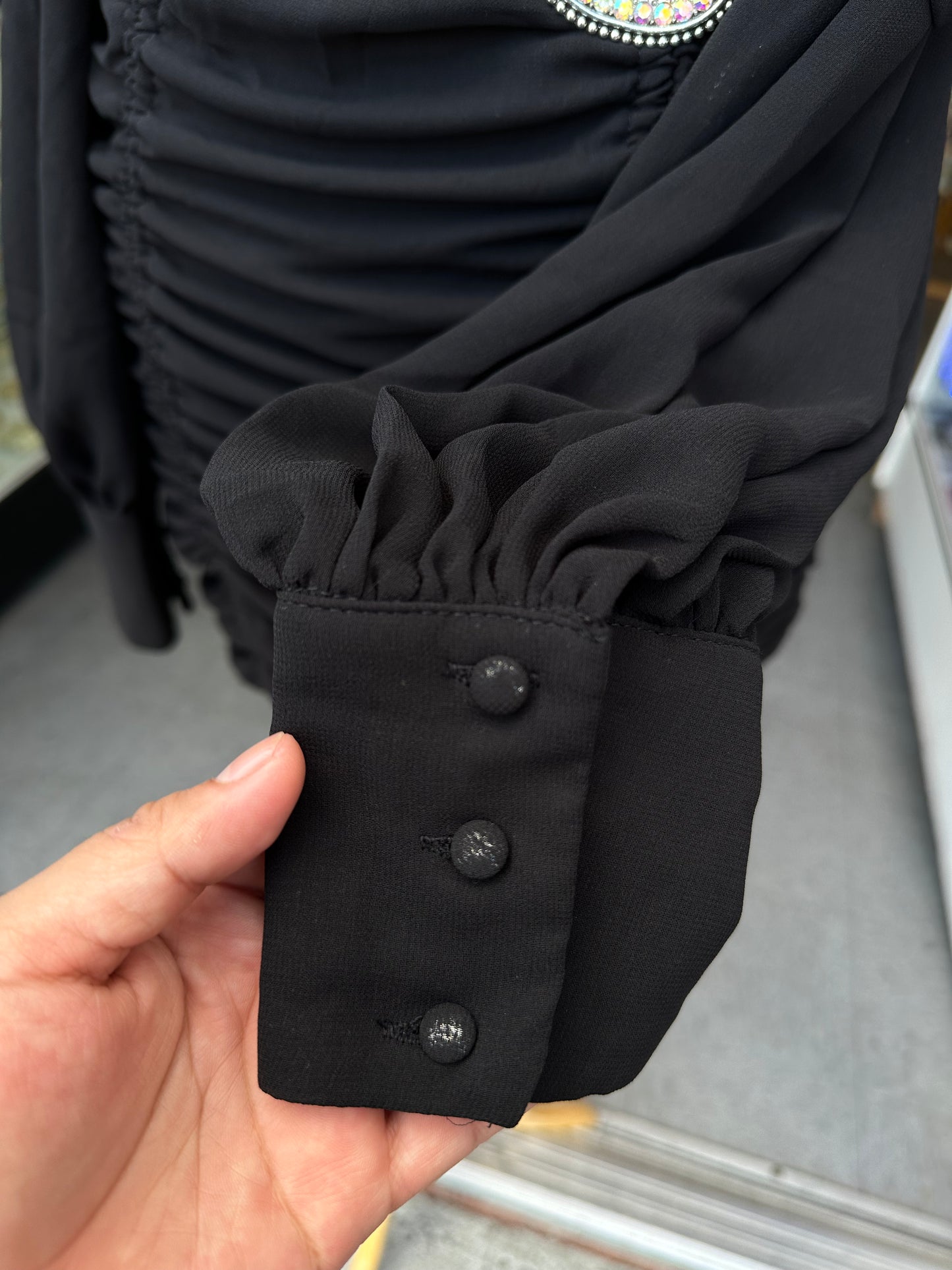 Off shoulder ruched Bodycon Dress Black Color