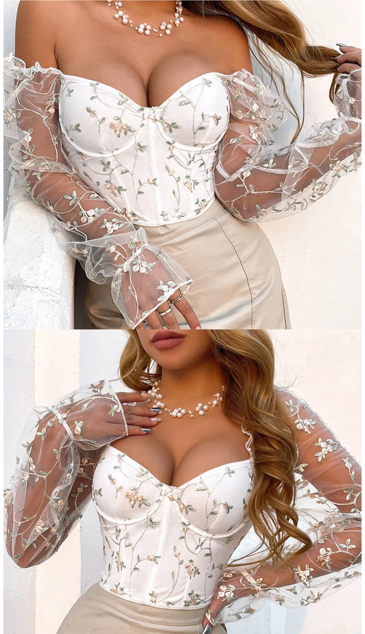 Embroidered floral corset