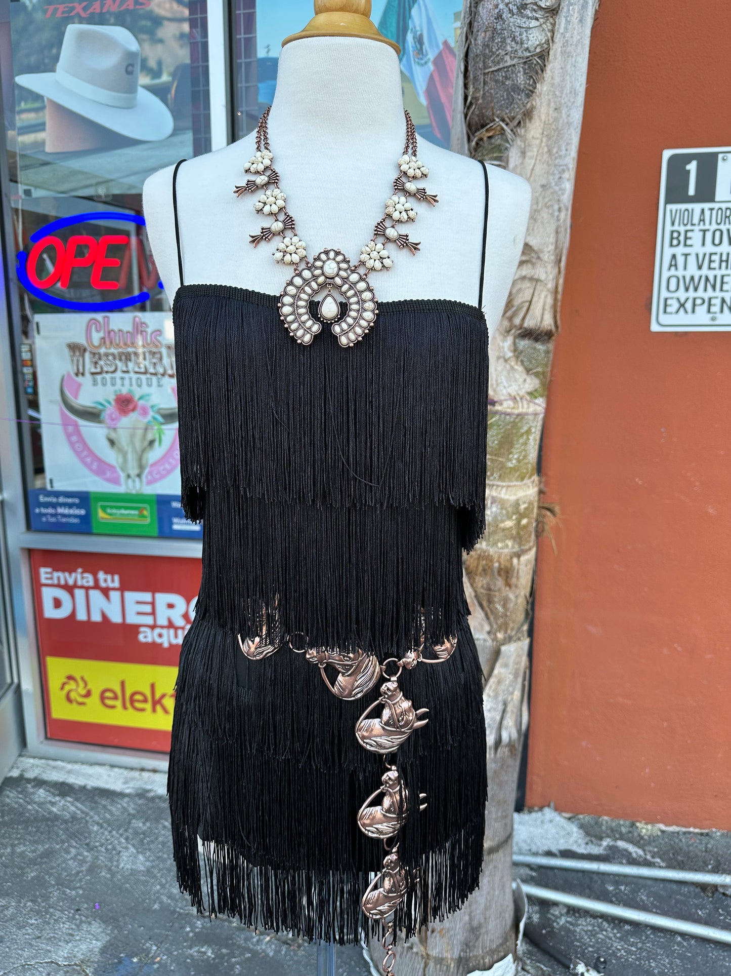Black Fringe Romper