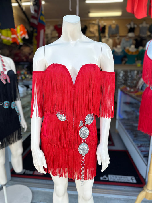 Red Fringe Dress