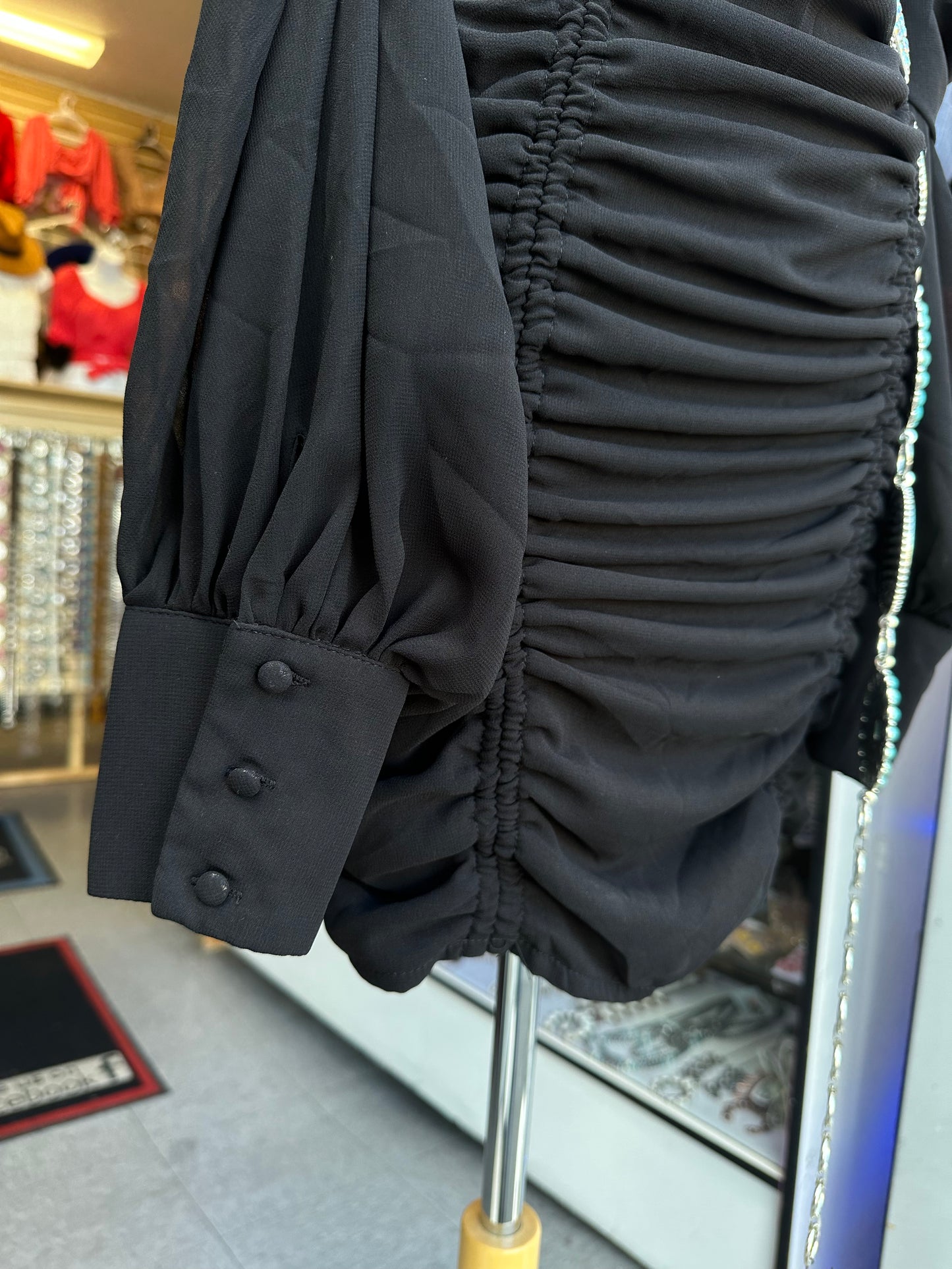 Off shoulder ruched Bodycon Dress Black Color