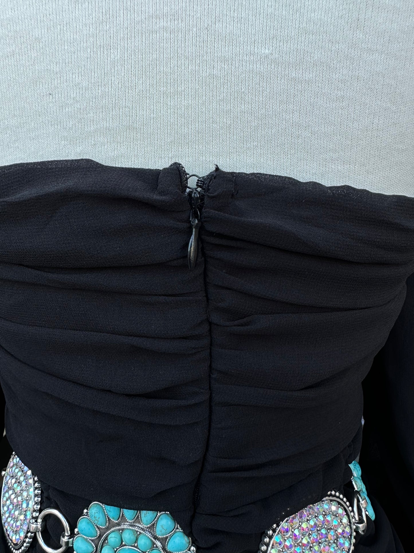 Off shoulder ruched Bodycon Dress Black Color