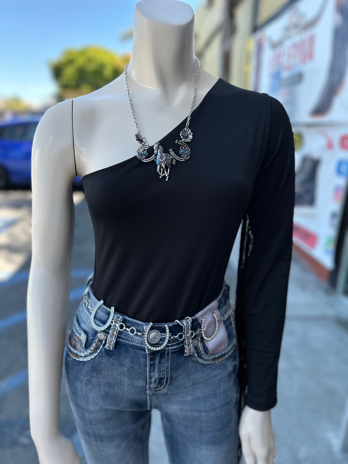 Black fringe bodysuit