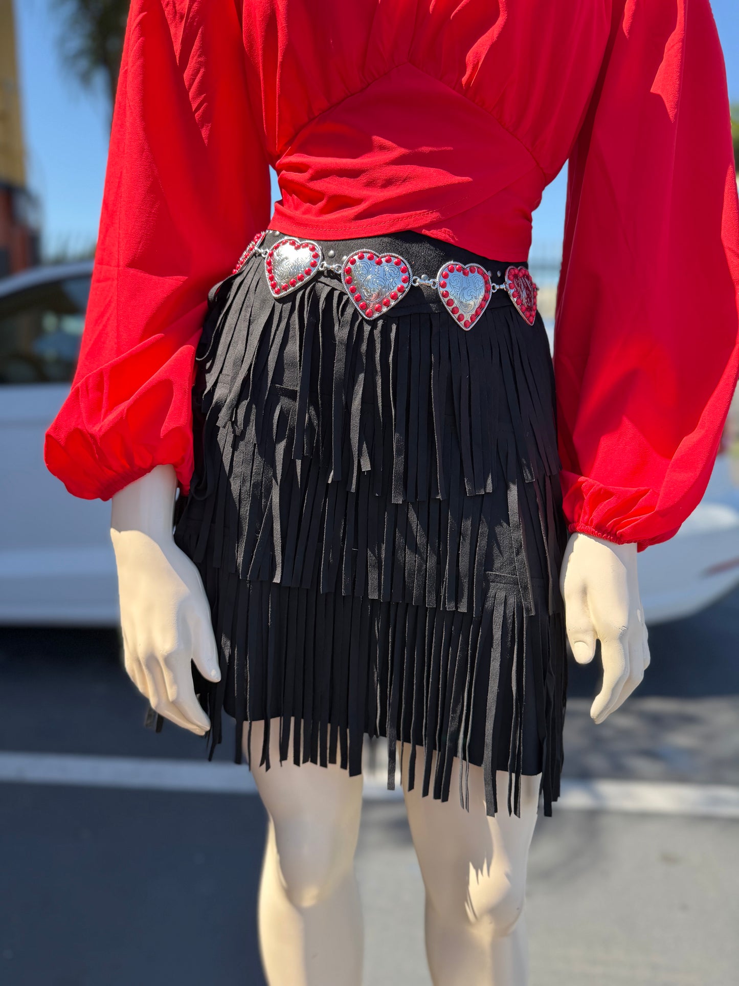 Black fringe skirt