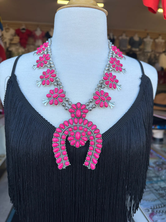 Hot pink Necklace and earrings set