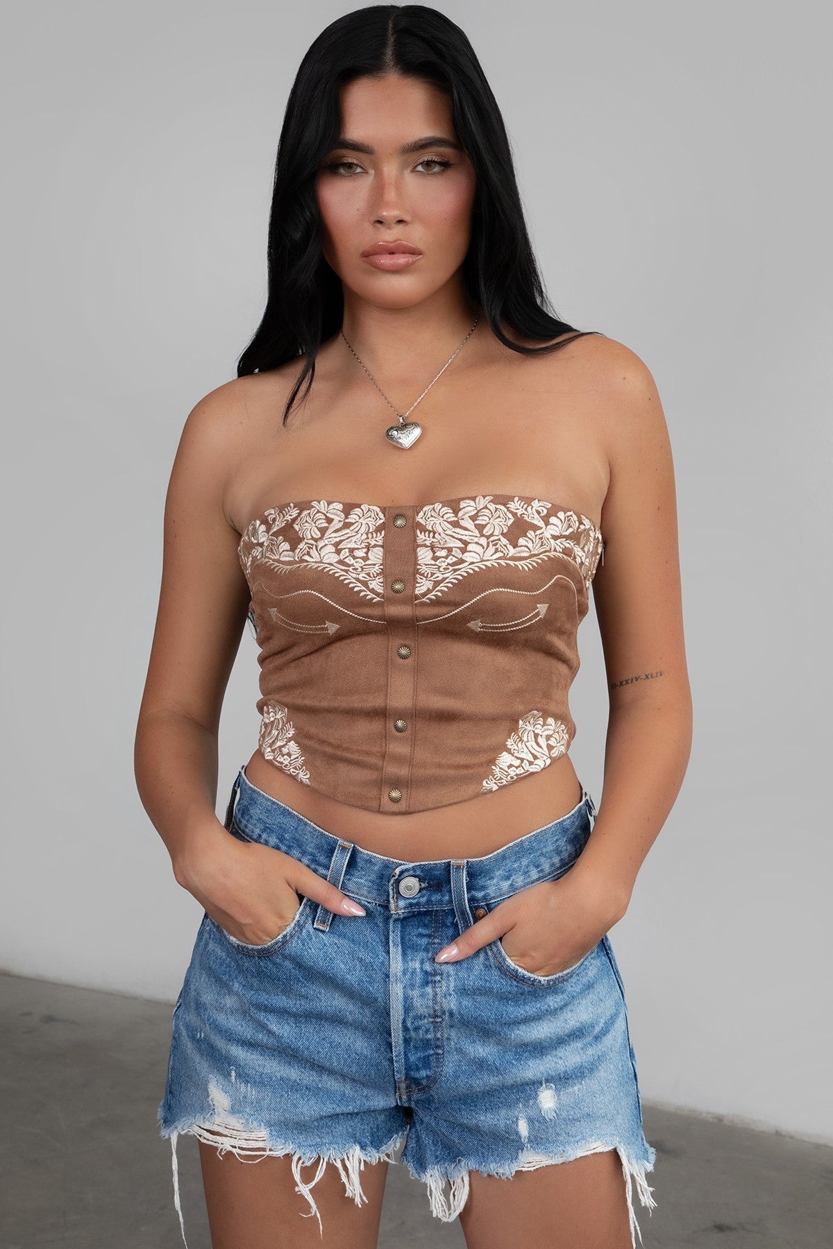Brown Western Corset Top