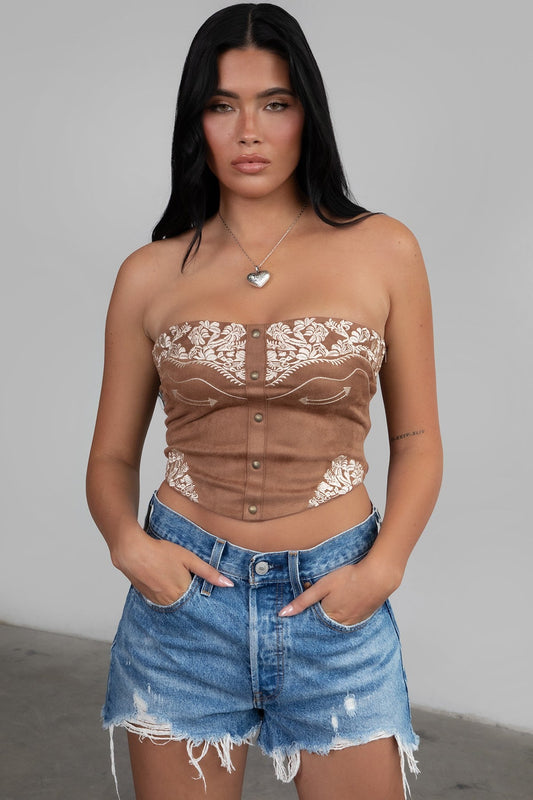 Brown Western Corset Top