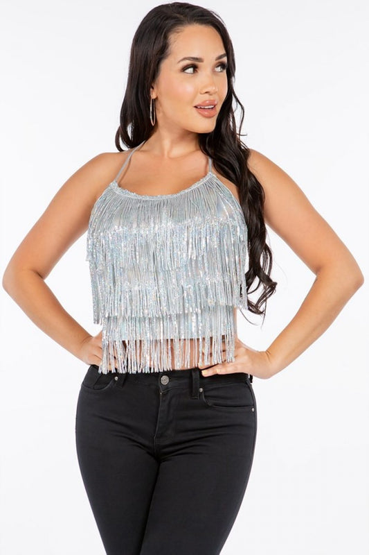 Silver Open Back Top