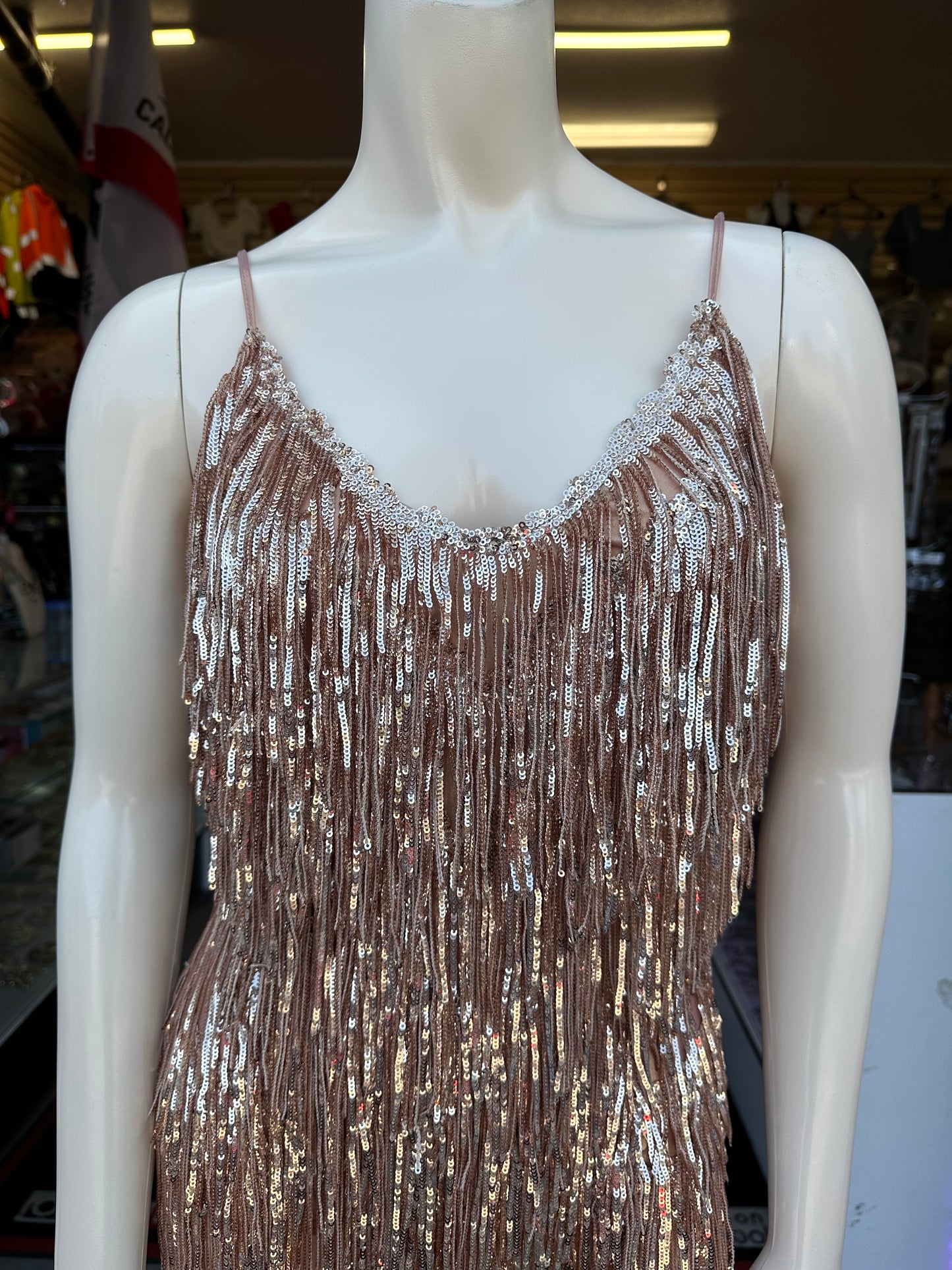 Silver/Champagne fringe romper