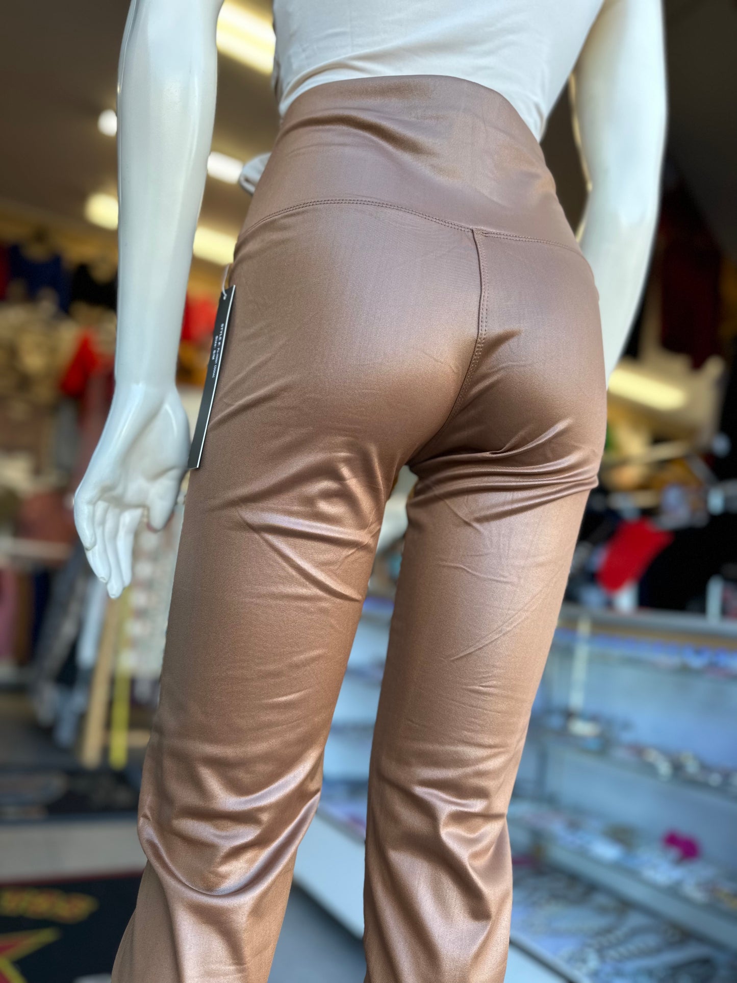 Solid high waist PU leggings