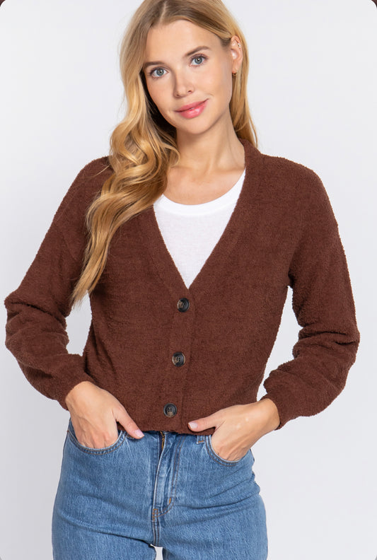 LONG SLV V-NECK SWEATER CARDIGAN