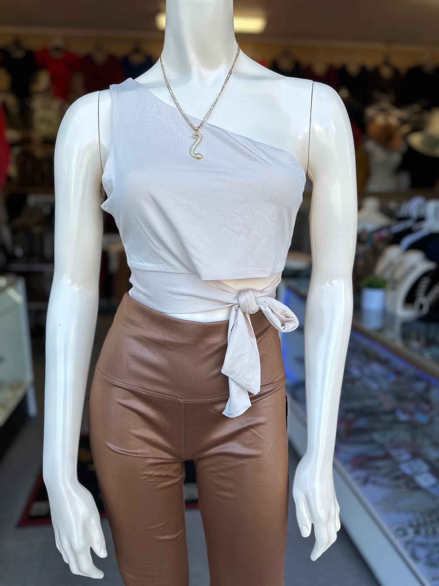 Solid high waist PU leggings
