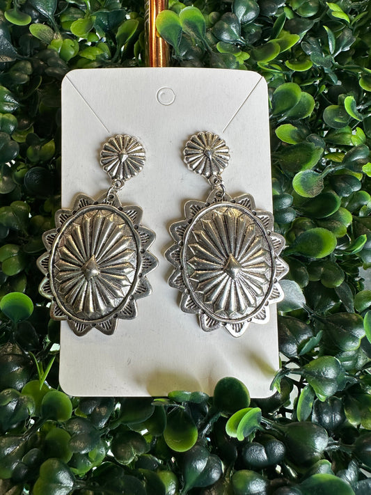 Silvertone concho Earrings