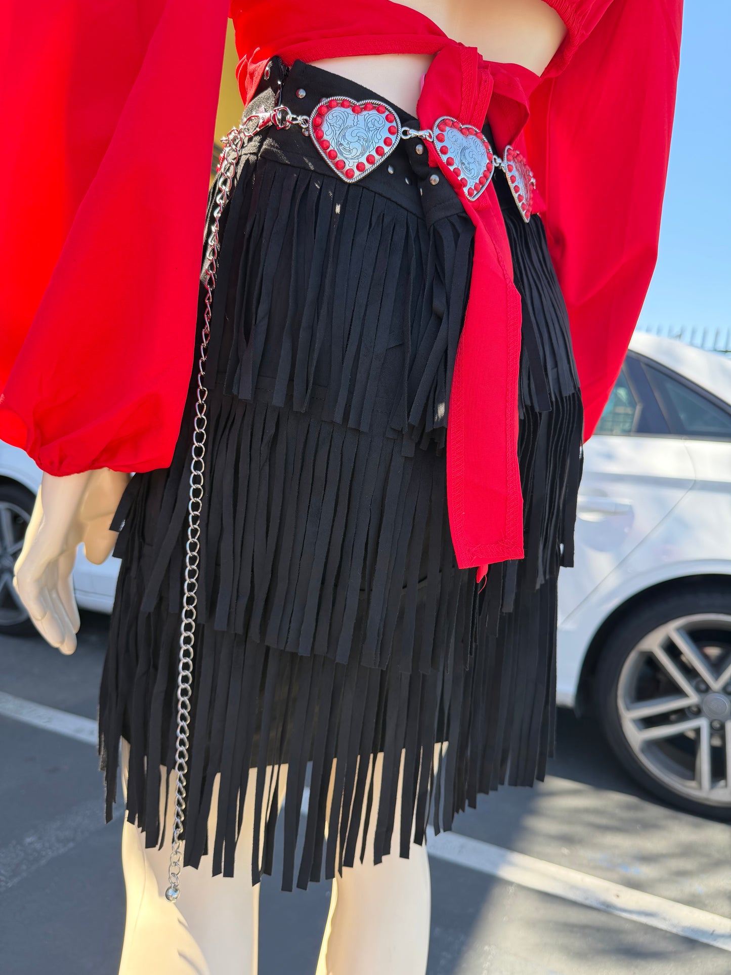 Black fringe skirt
