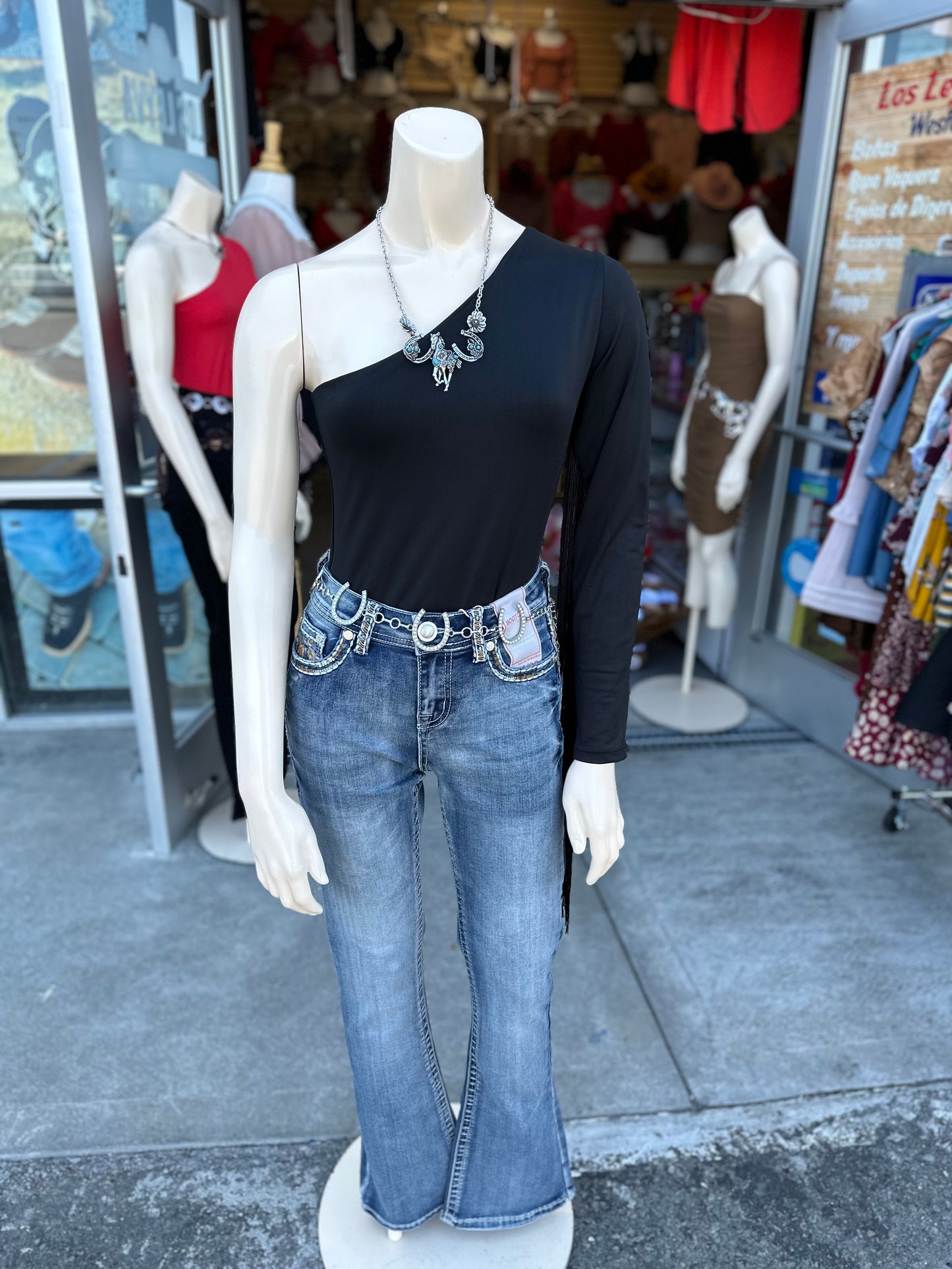 Black fringe bodysuit