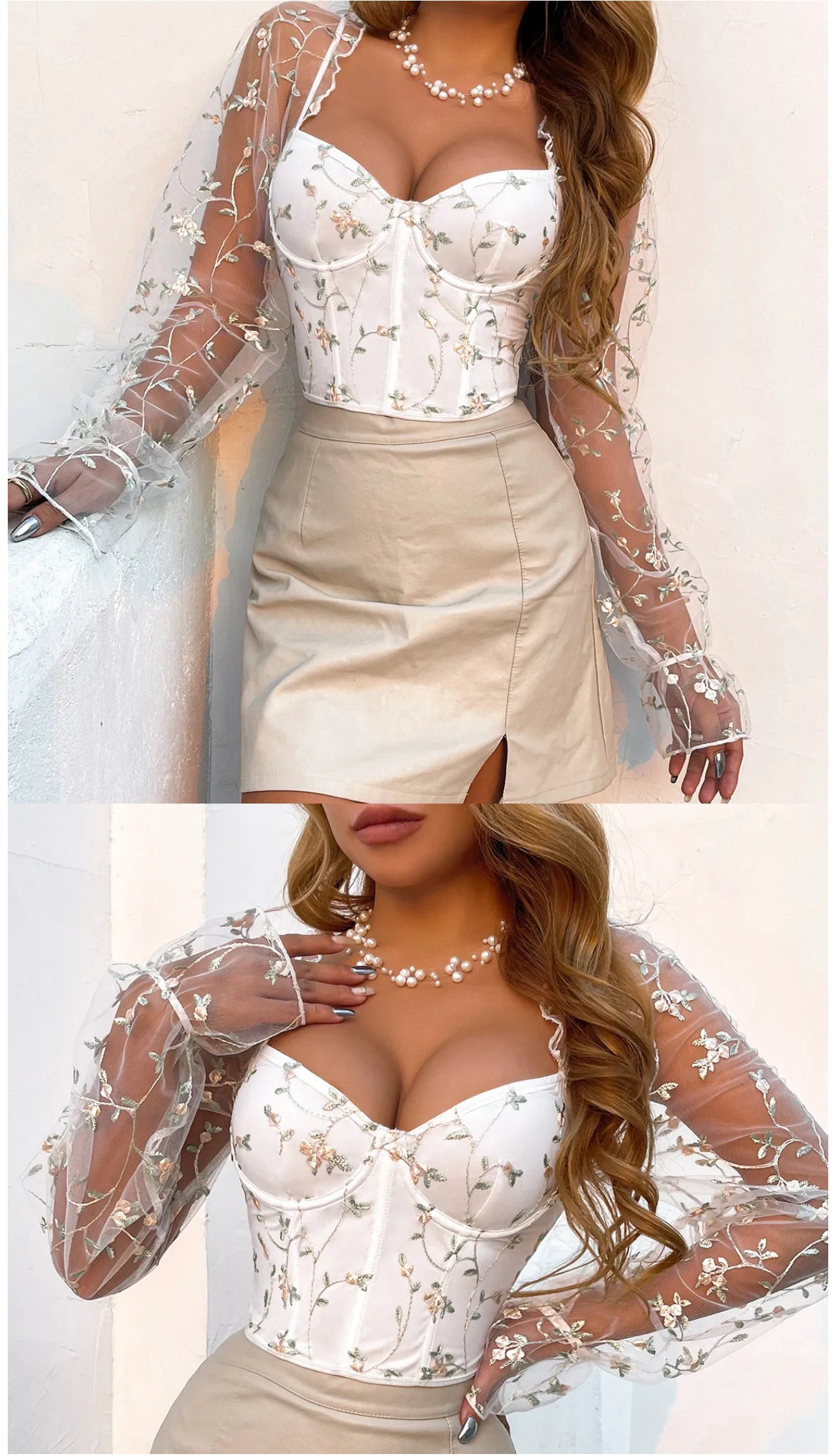 Embroidered floral corset