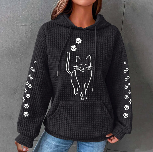 Cute Cat Hoodie Black (size small)
