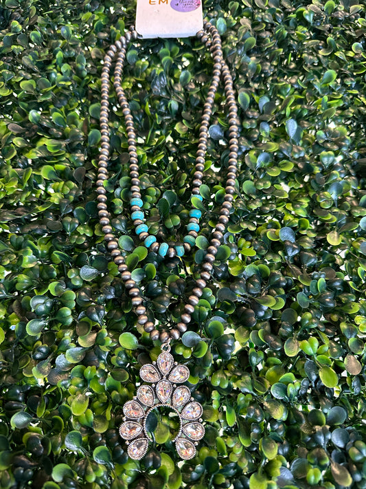 Turquoise crystal squash necklace