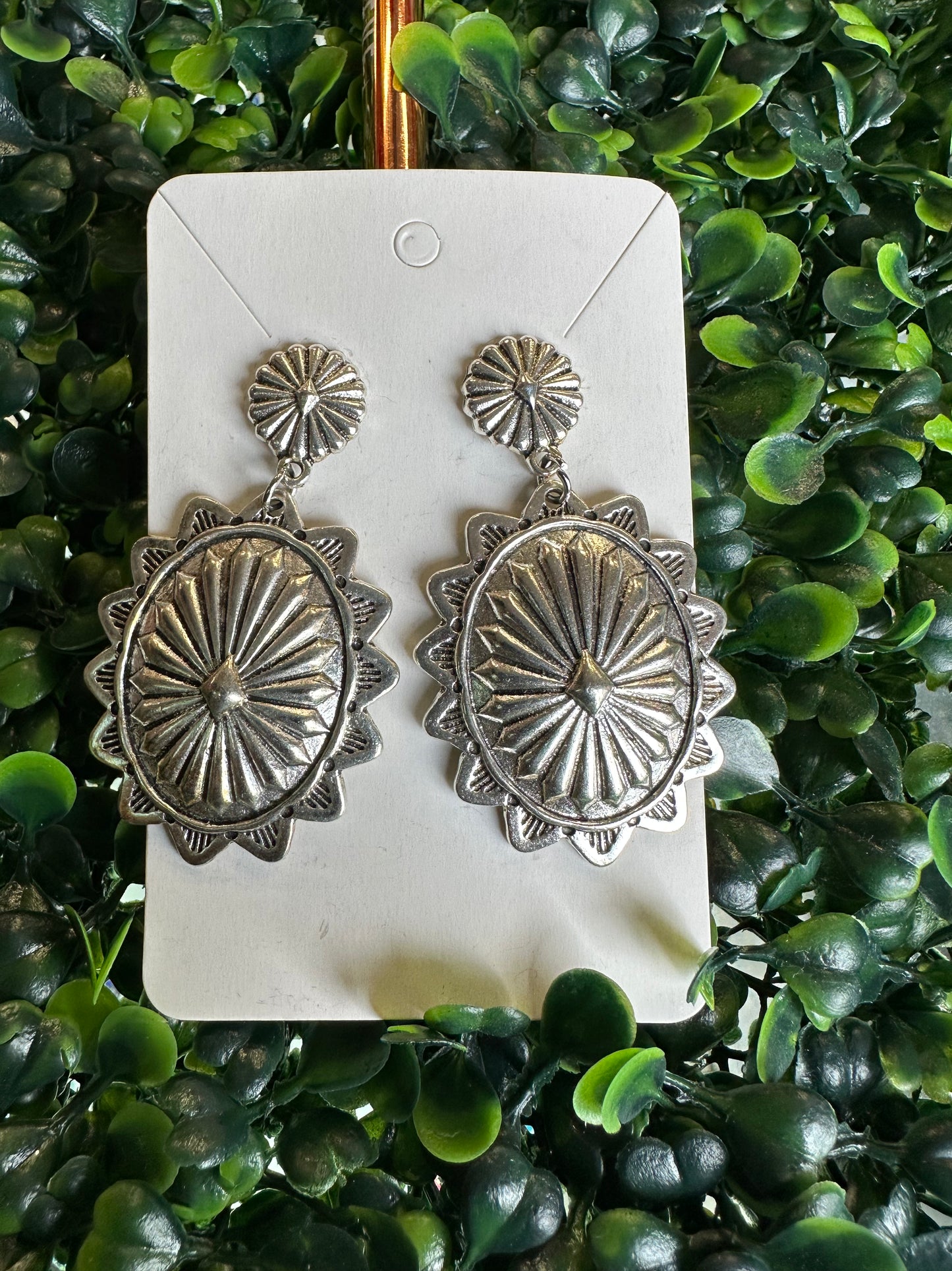 Silvertone concho Earrings