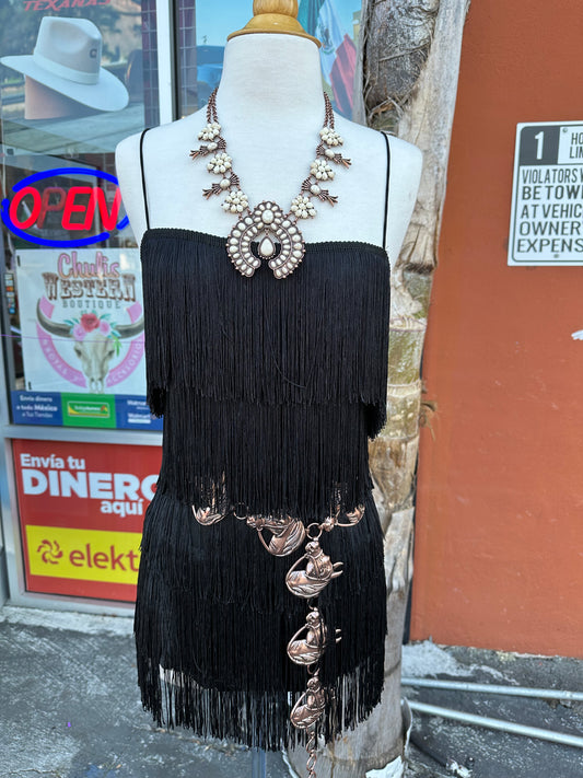 Black Fringe Romper