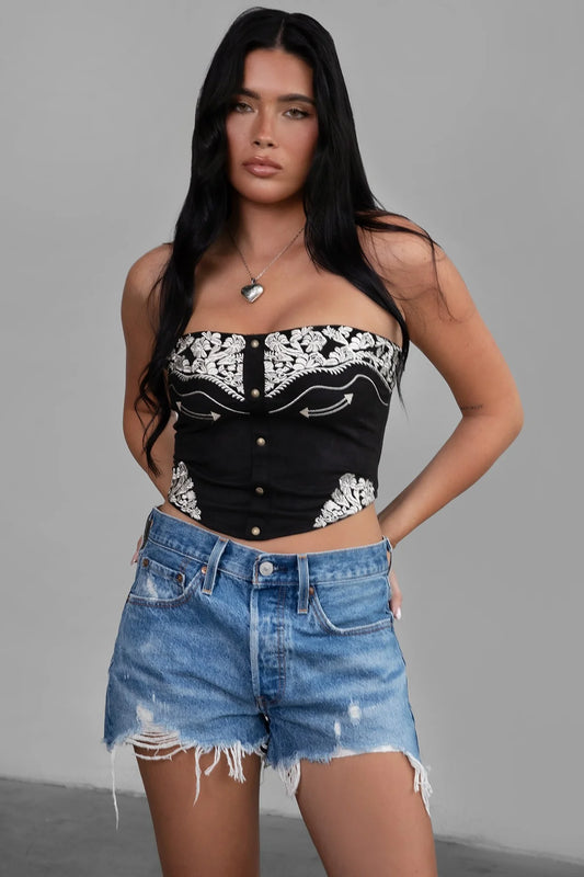 Black western corset top