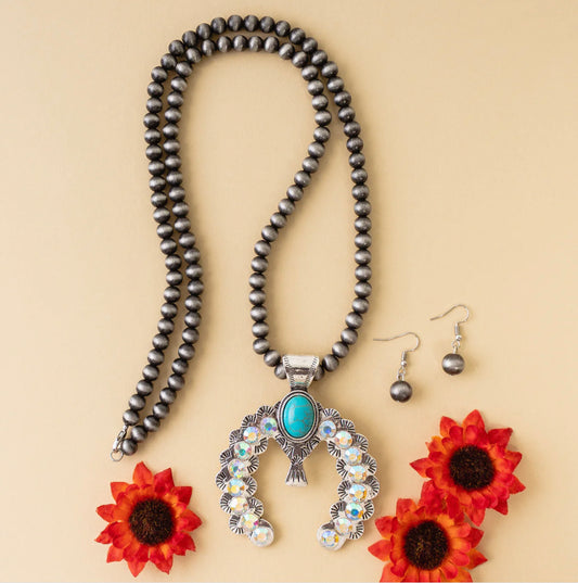 Thunderbird Necklace and earrings set - Turquoise & Silver