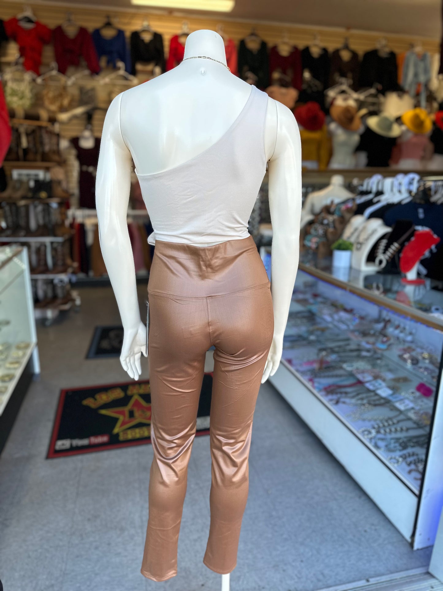 Solid high waist PU leggings