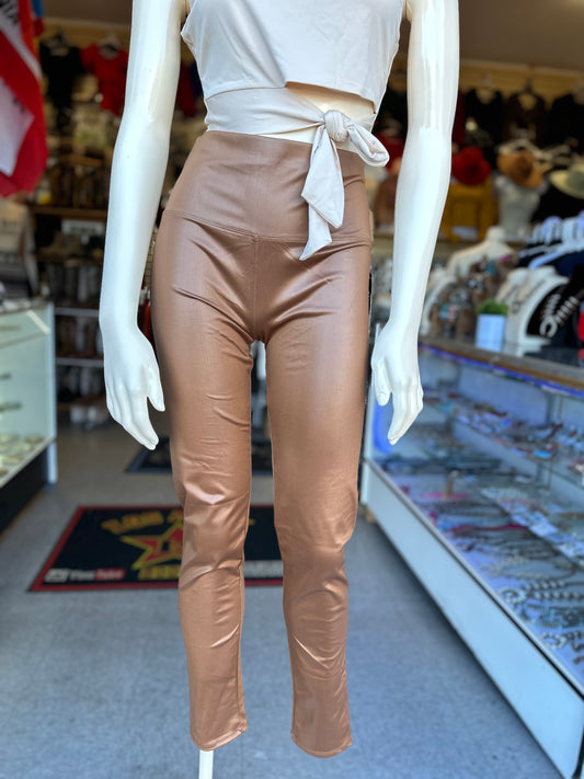 Solid high waist PU leggings