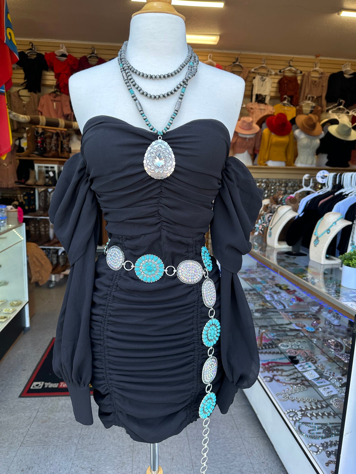 Off shoulder ruched Bodycon Dress Black Color