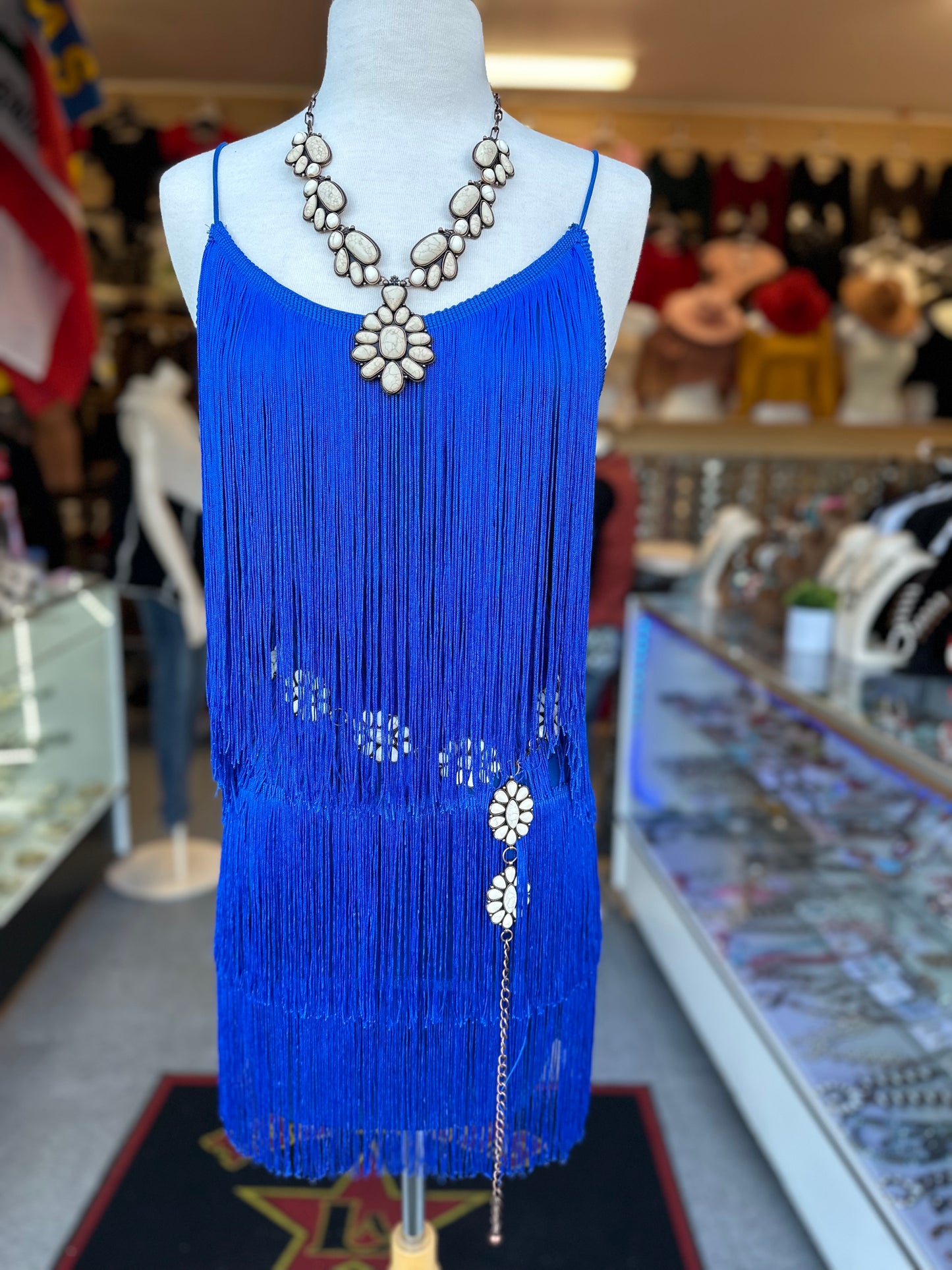 Royal blue fringe Dress