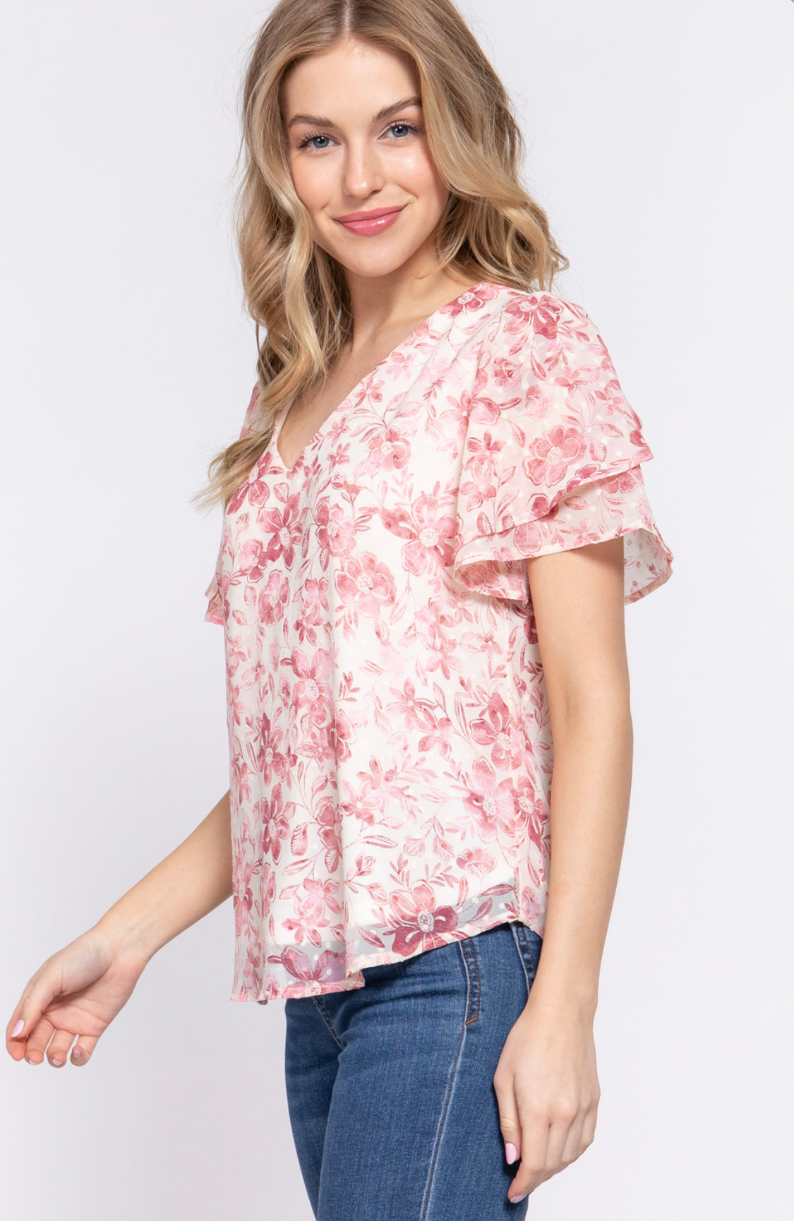 Ruffle print blouse (2 colors)