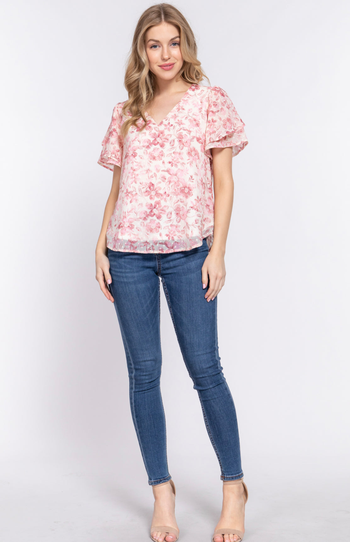 Ruffle print blouse (2 colors)